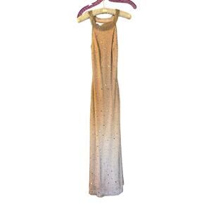 Vintage Adrianna Papell Nude Beaded Sparkly Formal Bridesmaid Dress